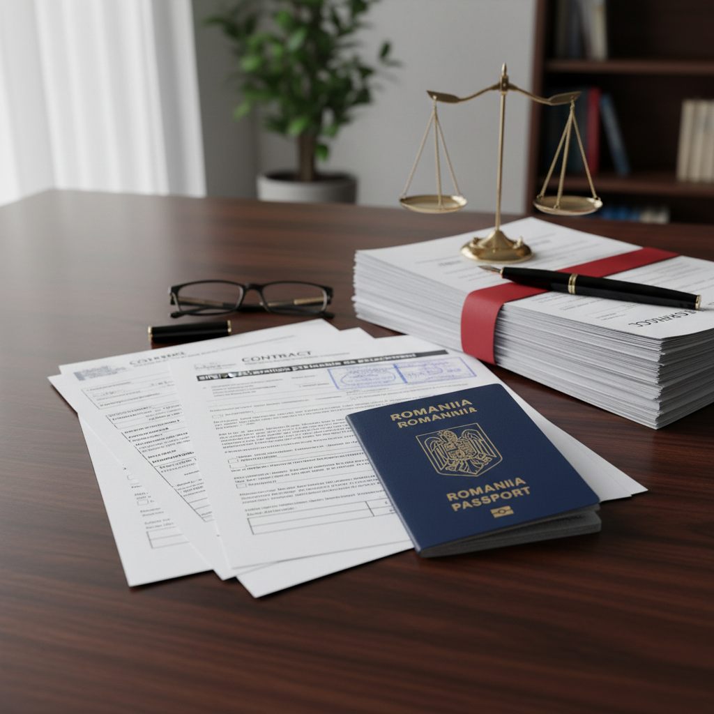 Documents légaux et formulaires symbolisant la conformité de la main-d'œuvre détachée.